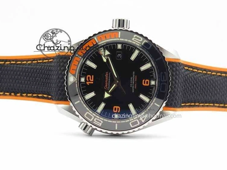0521 Resilient Planet Ocean 2016 43.5mm SS OM 1:1 Best Edition Black Dial On Black Nylon Strap A 8167